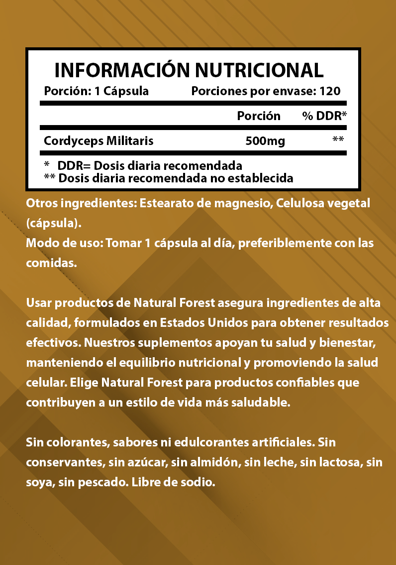 Cordyceps 120 Cápsulas 500mg Sabor Neutro