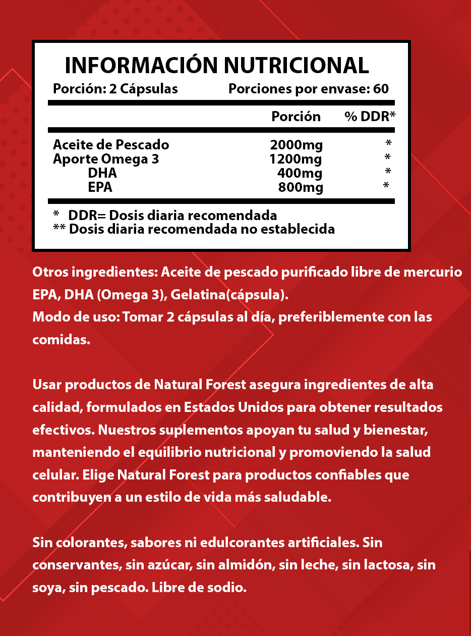 Omega 3 2000mg /120 Caps Natural Forest Made In Usa Sabor Neutro