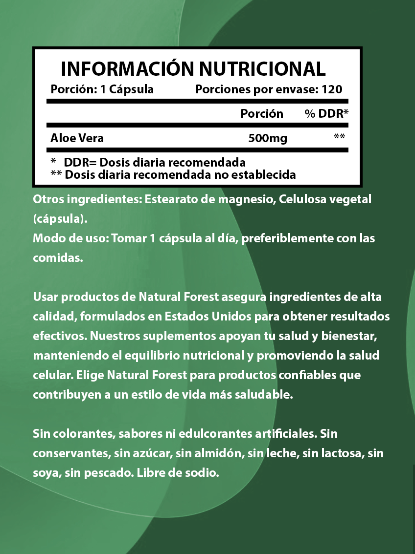 Aloe Vera 500mg 120 Cápsulas