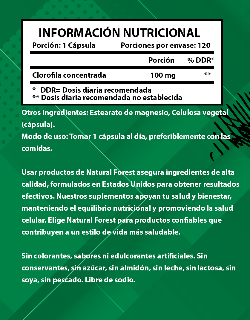 Clorofila 100mg Pureza Y Bienestar / Natural Forest Sabor Neutro