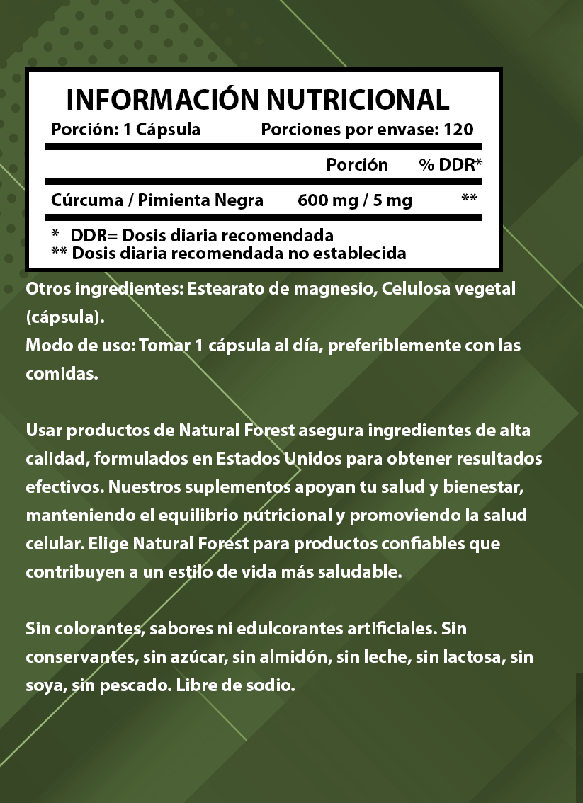 Curcuma Pimienta 600mg 120 Capsulas