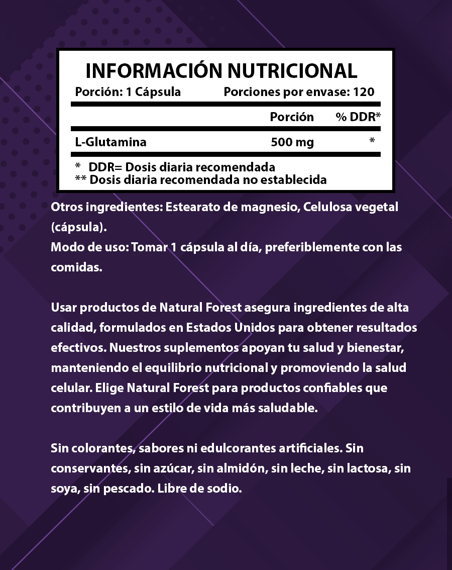 L-glutamina 500 Mg 120 Cápsulas