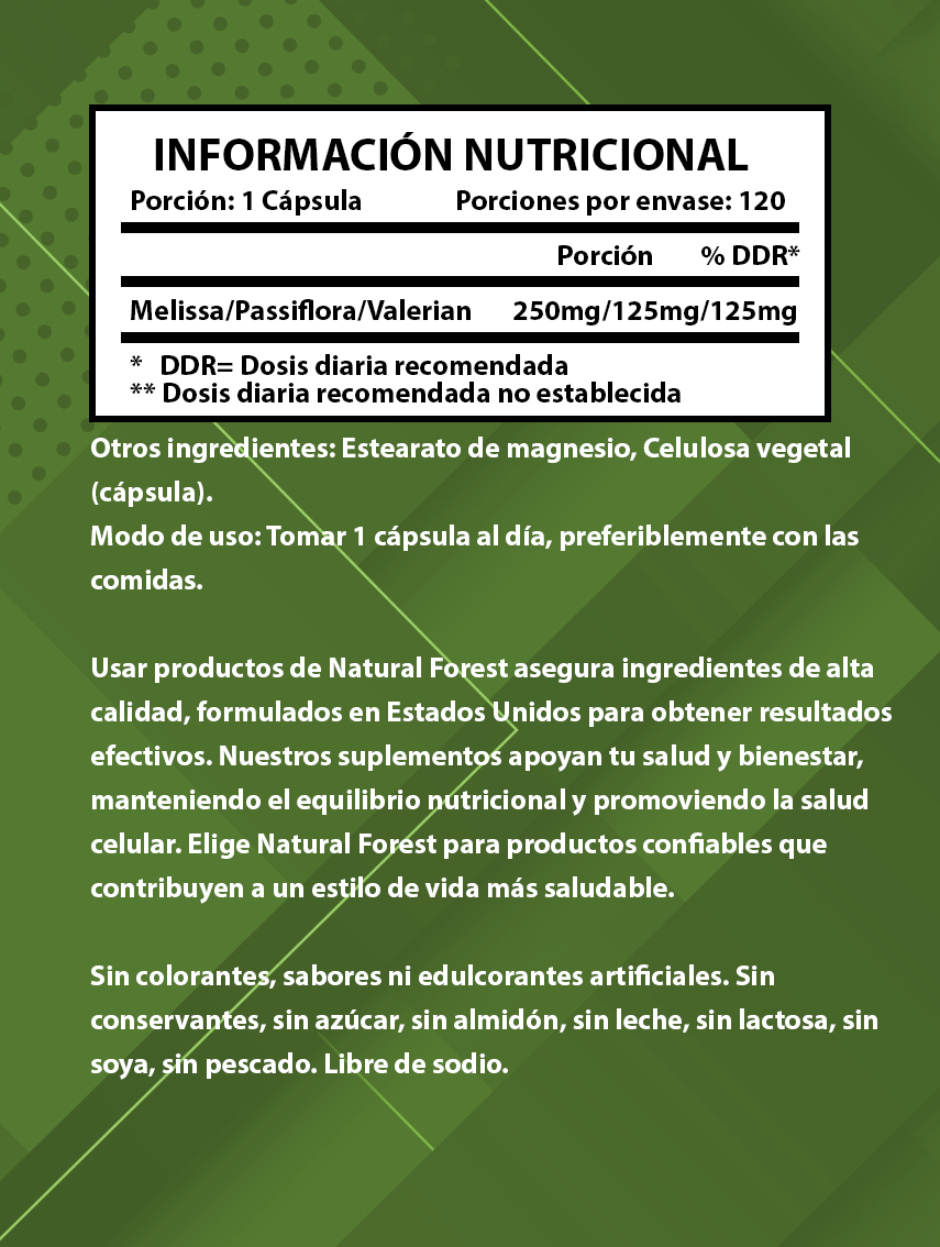 Melisa Pasiflora Valeriana 120 Capsulas