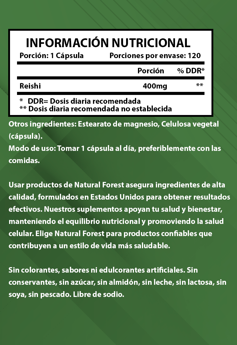 Reishi 400mg 120 Cápsulas / Natural Forest Usa