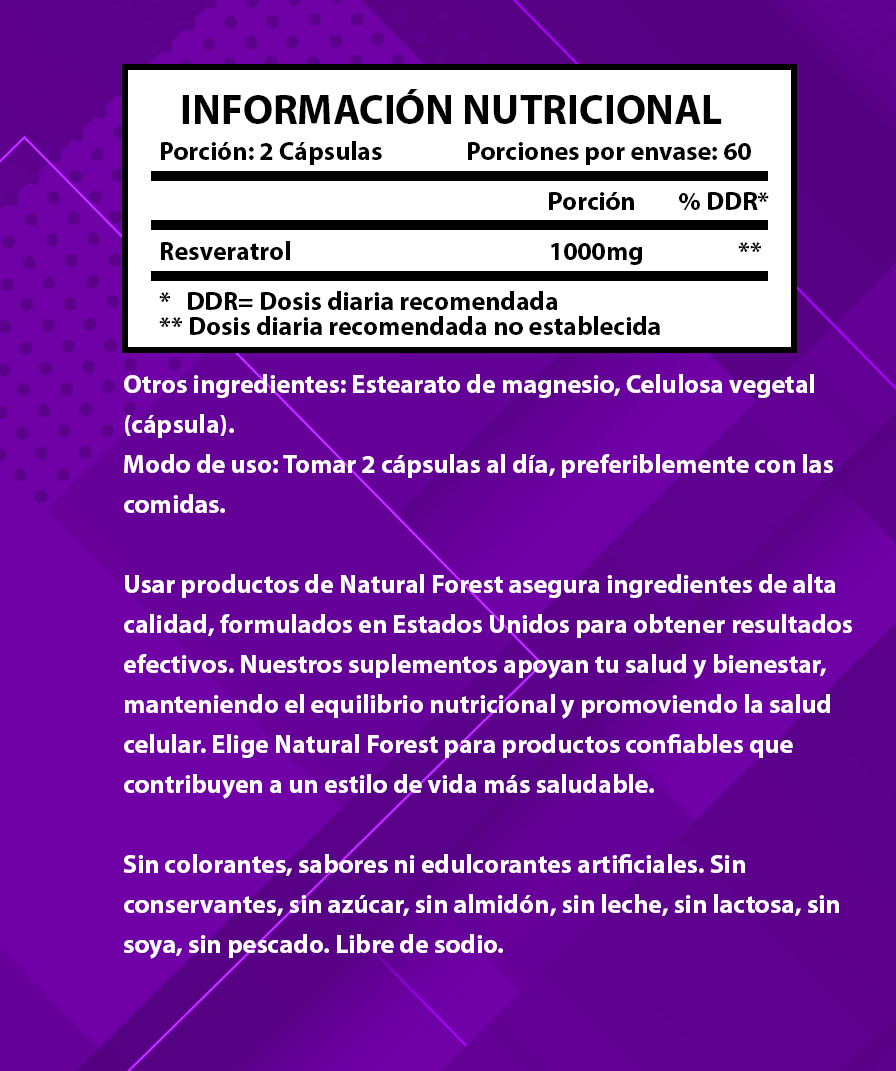 Resveratrol 1000mg 120 Cápsulas