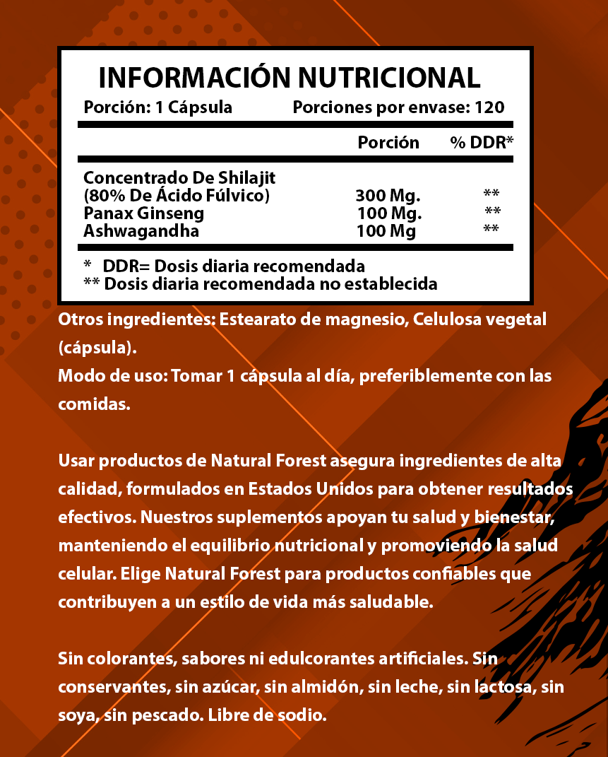 Shilajit Natural Forest 500mg Energía Y Vitalidad / Usa