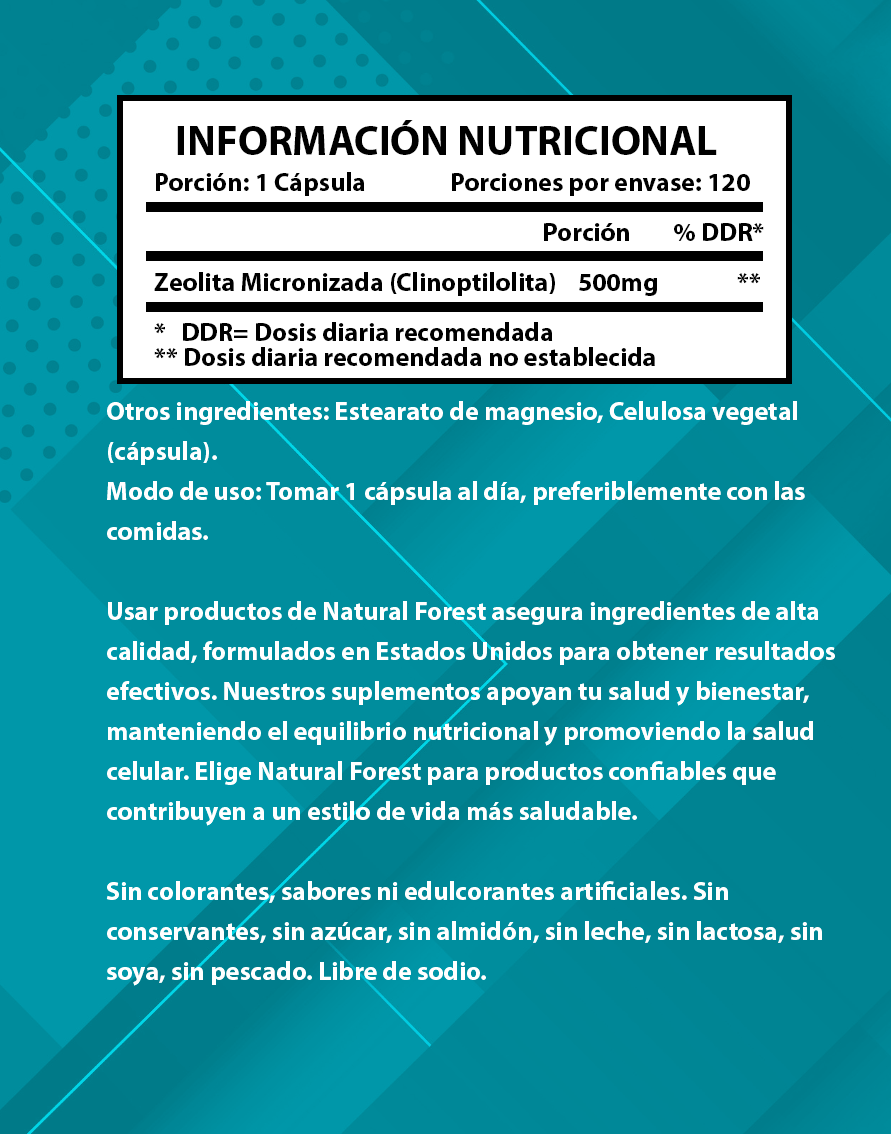 Natural Forest Detox Zeolita 120 Cápsulas Veganas