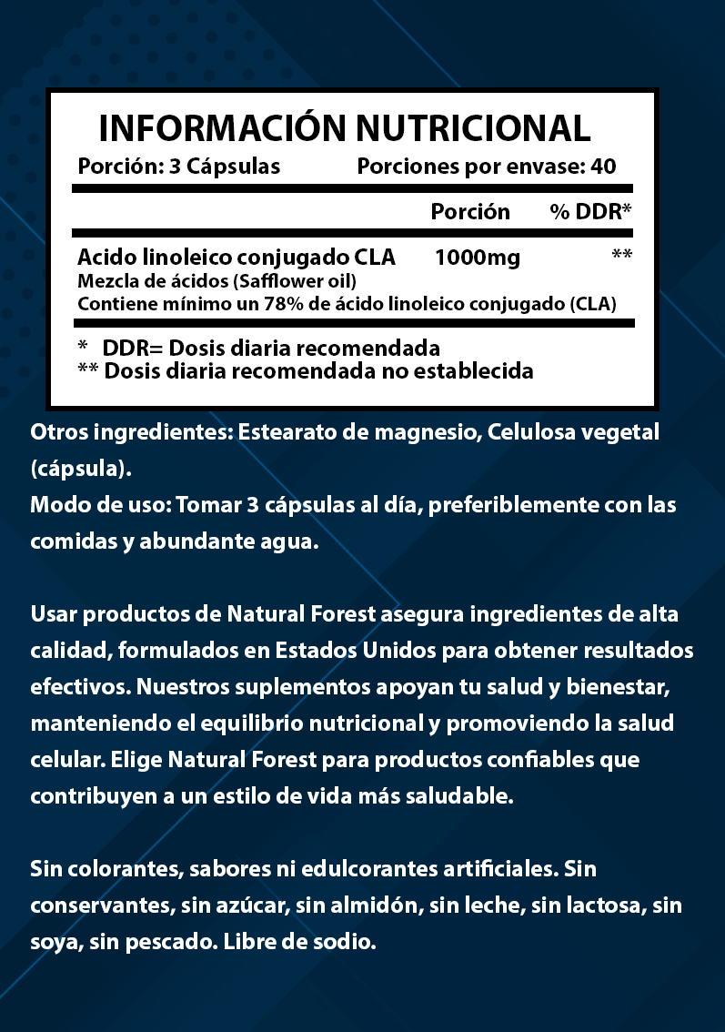 Cla Quemador 120 Cápsulas Natural Forest Sabor Neutro