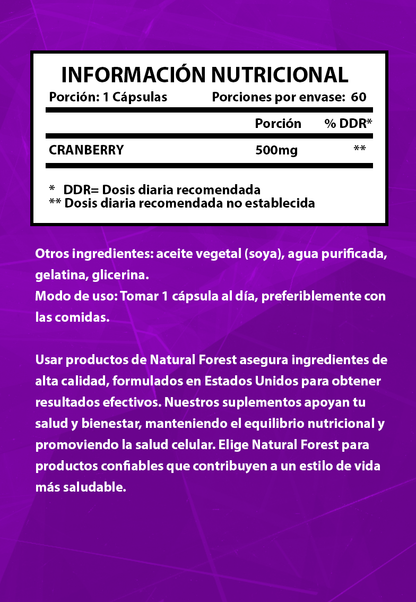 Cranberry 500 mg – Línea Select | 60 Softgels Premium