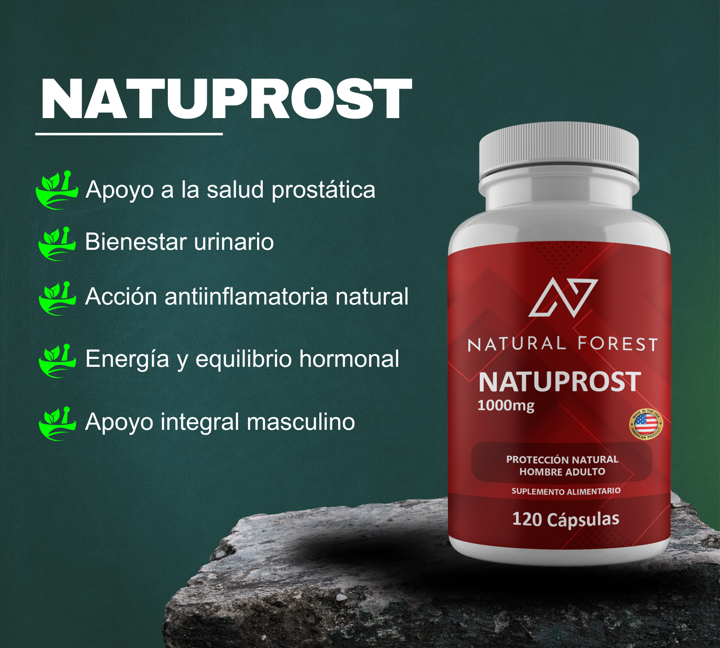 Natuprost Prostata 1000mg 120 Cápsulas /  Usa