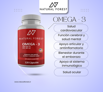 Omega 3 2000mg /120 Caps Natural Forest Made In Usa Sabor Neutro