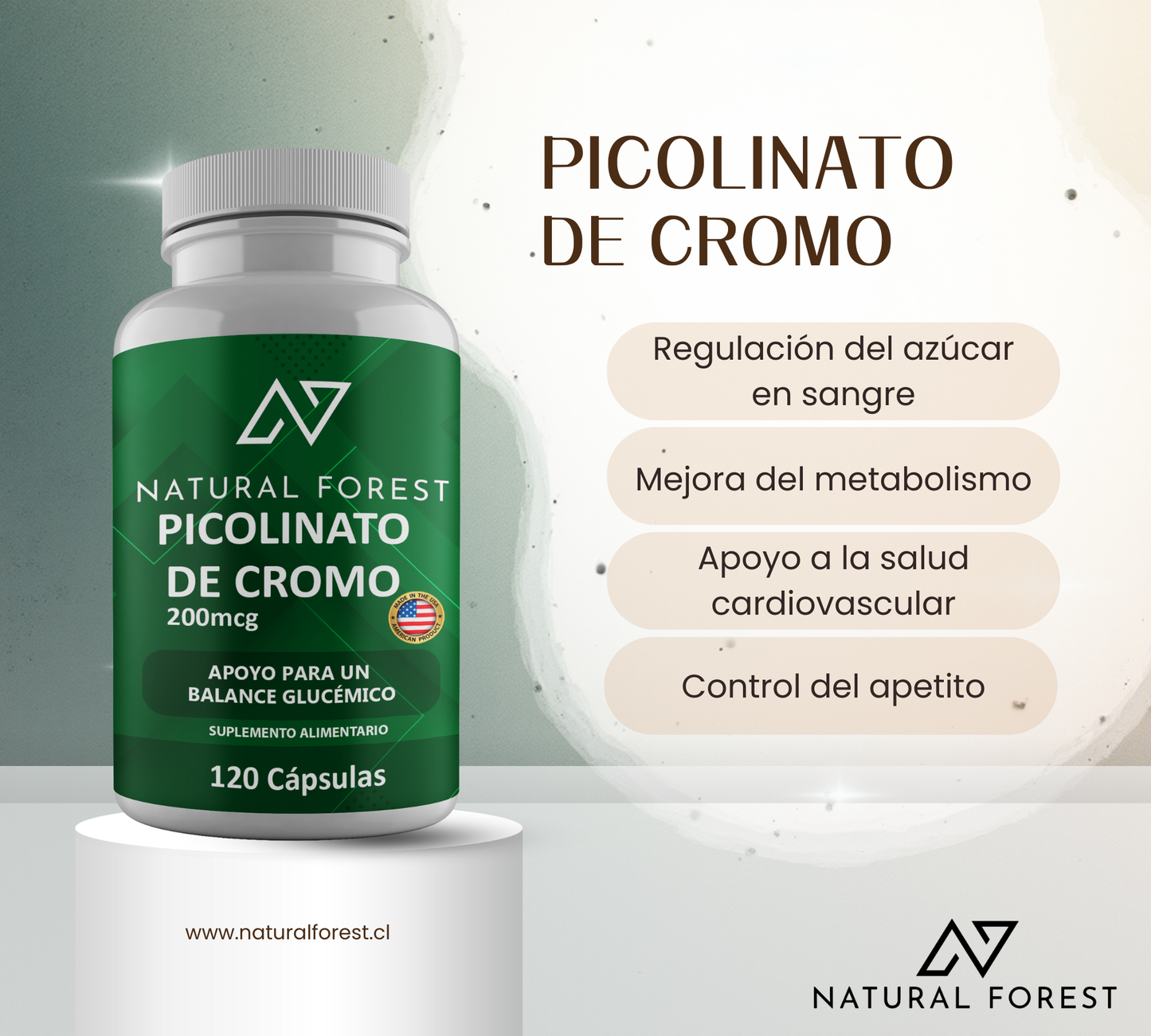 Picolinato De Cromo 120 Capsulas 200mcg