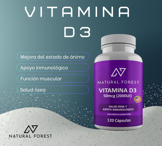Vitamina D3 2000ui 120 Cápsulas / Natural Forest Usa