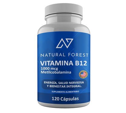 Vitamina B12 Metilcobalamina 120 Cápsulas Natural Forest Usa