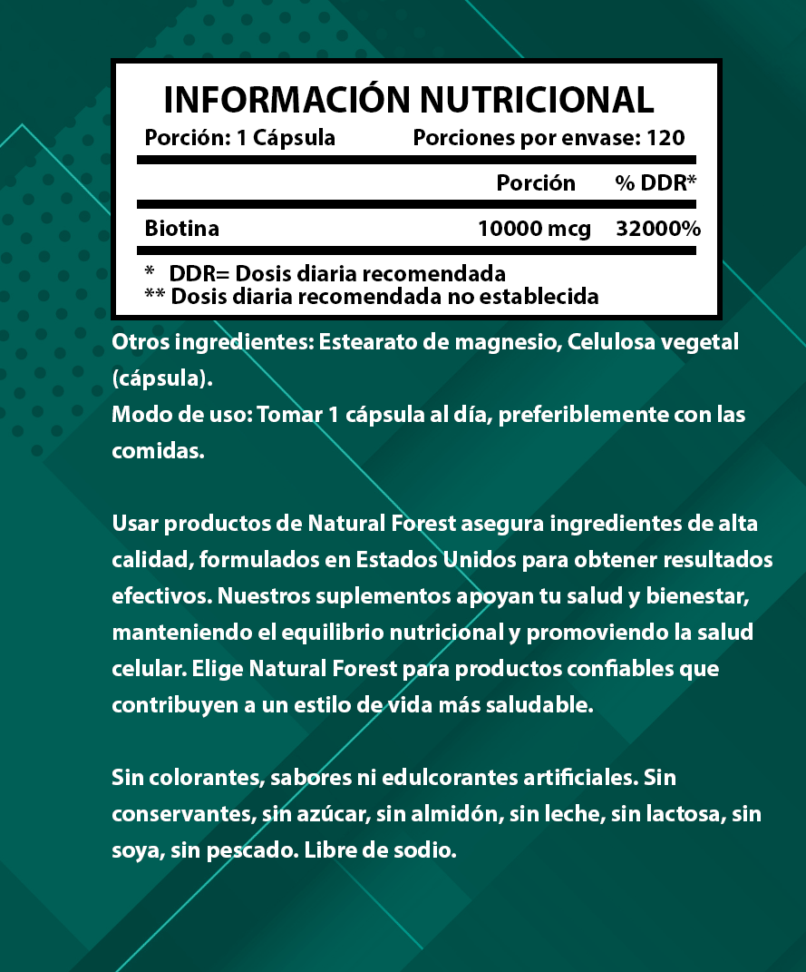 Biotina 10.000 Mg 120 Capsulas