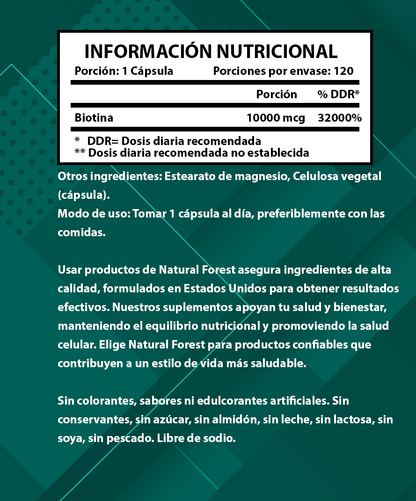 Biotina 10.000 Mg 120 Capsulas
