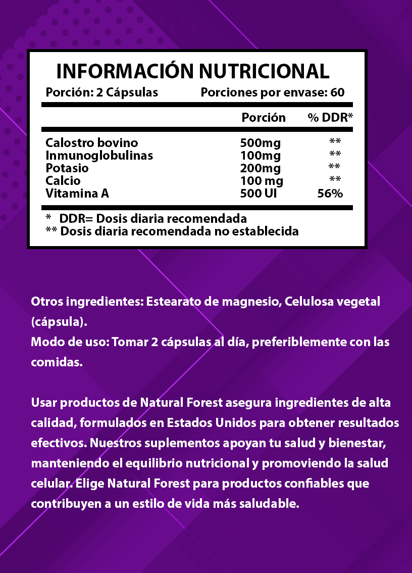 Calostro Bovino 120 Cápsulas 600mg