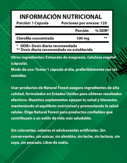 Clorofila 100mg Pureza Y Bienestar / Natural Forest Sabor Neutro