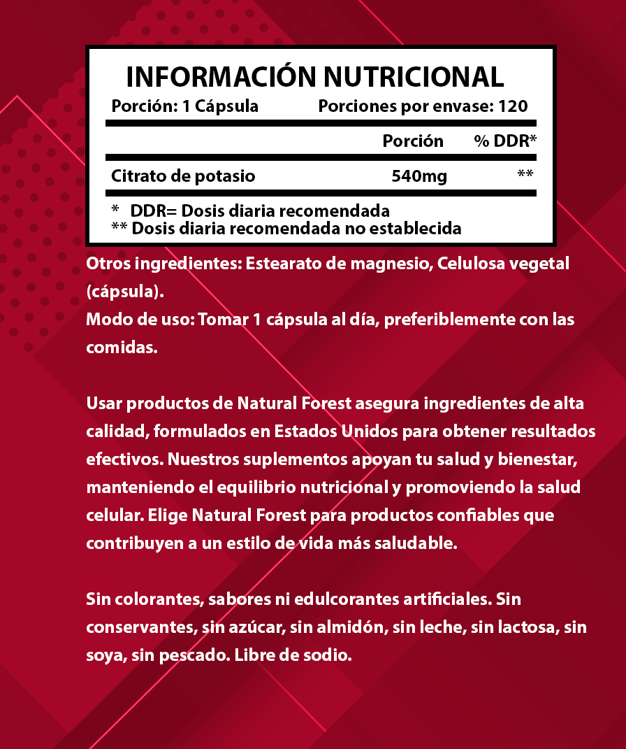 Citrato De Potasio 540mg 120 Capsulas