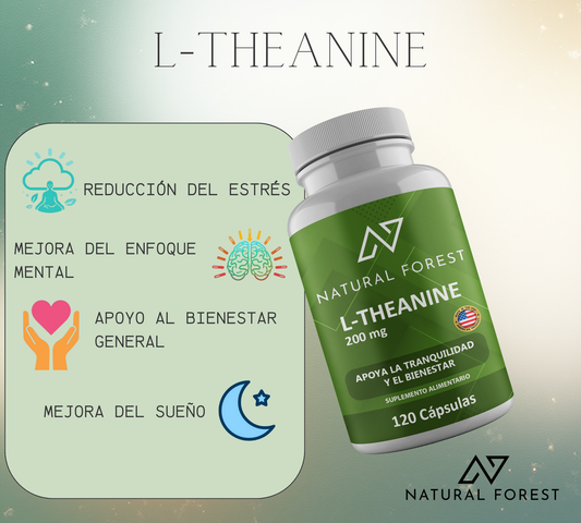 L Theanine 200 Mg 120 Capsulas Natural Forest Antiestrés Usa