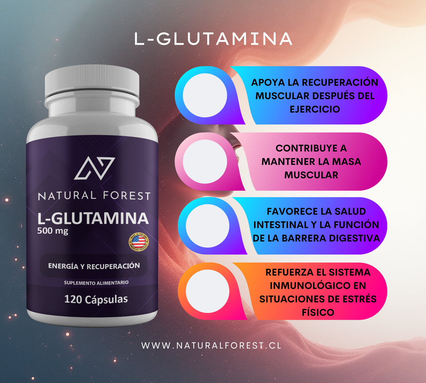 L-glutamina 500 Mg 120 Cápsulas