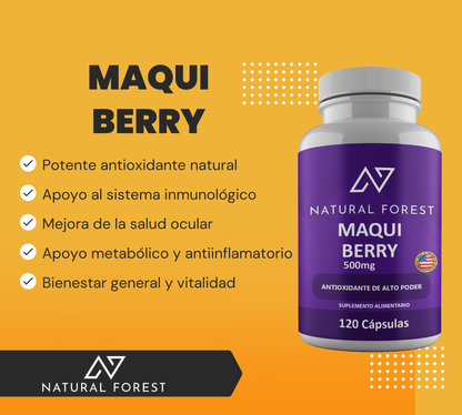 Maqui Berry 500mg 120 Cápsulas Sabor Neutro USA