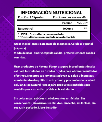Resveratrol 1000mg 120 Cápsulas