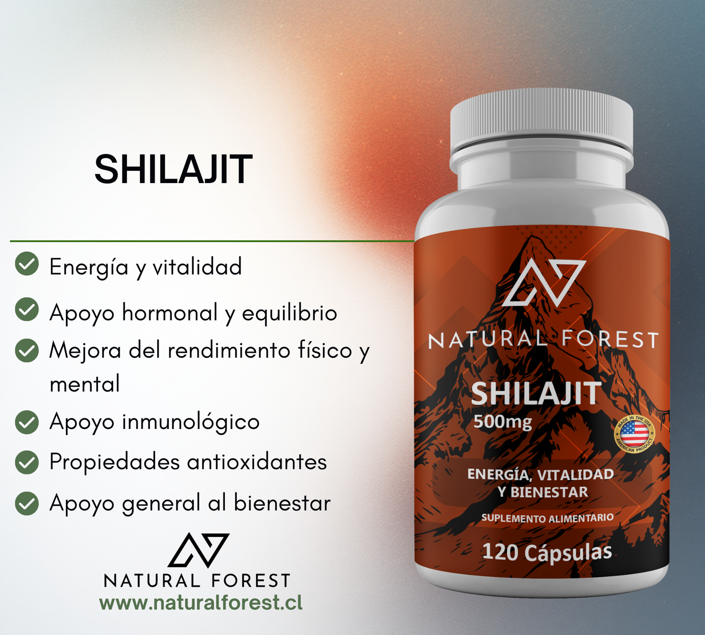 Shilajit Natural Forest 500mg Energía Y Vitalidad / Usa