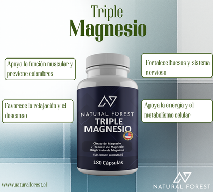 Triple Magnesio 180 Capsulas Natual Forest Usa