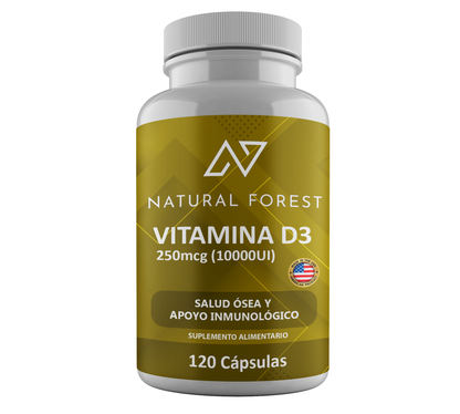 Vitamina D3 10000ui 120 Cápsulas / Natural Forest Usa